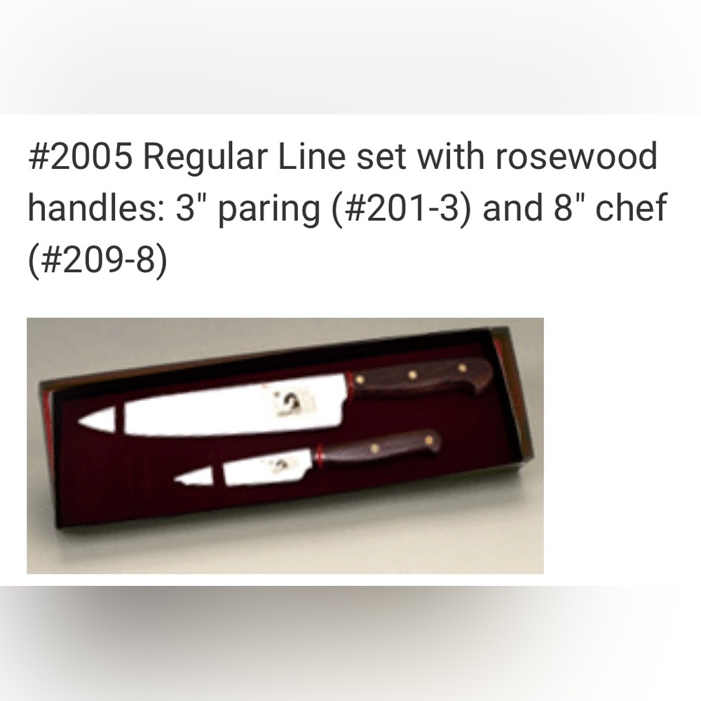 Grohmann 2pc Chef Set (8” chef and pairing) Knives